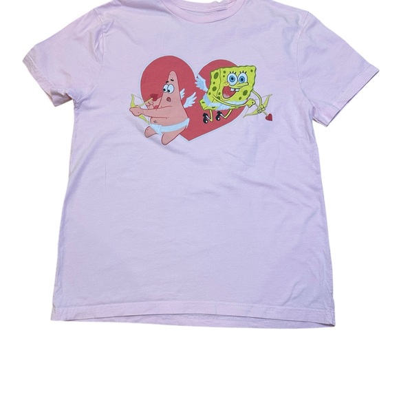 Nickelodeon Tops - Womens SpongeBob Patrick Valentine Graphic T Shirt Pink Small